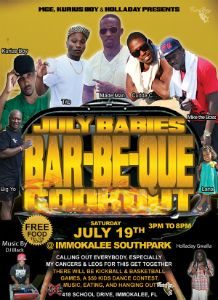 July Babies Cookout flyer